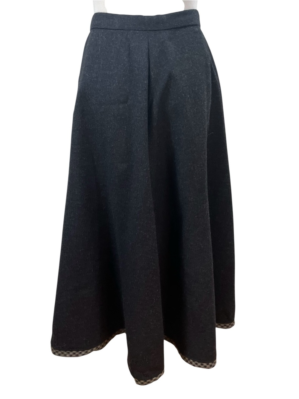 Vintage 1970s KOOS Van Den Akker Appliqué Wool Wrap Skirt Gray Size 10 - Picture 5 of 9